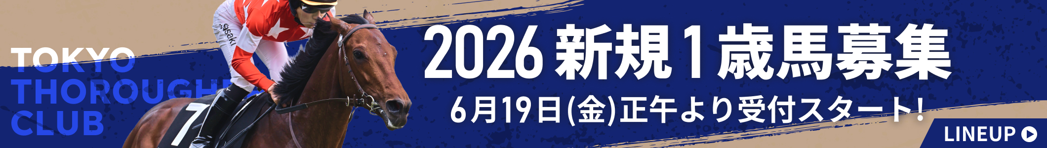 TOKYO THOROUGHBRED CLUB 2026 新規1歳馬募集 6月19日（金）正午より受付スタート！ LINEUP